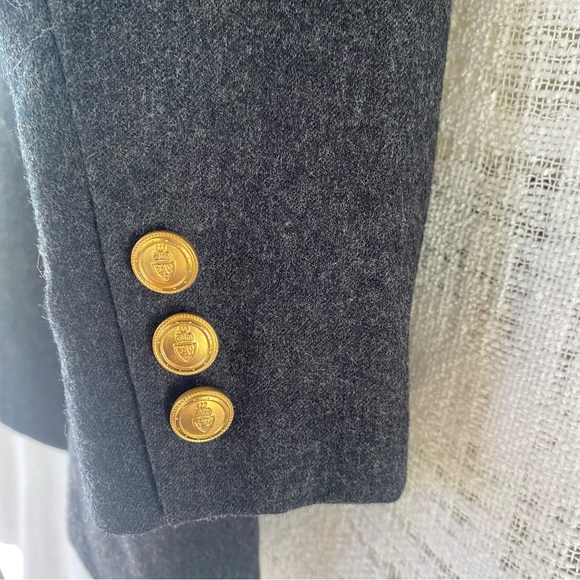 Talbots Structured Gray Wool DoubleBreasted Blazer Gold Buttons Size14 Made USA - Picture 5 of 9